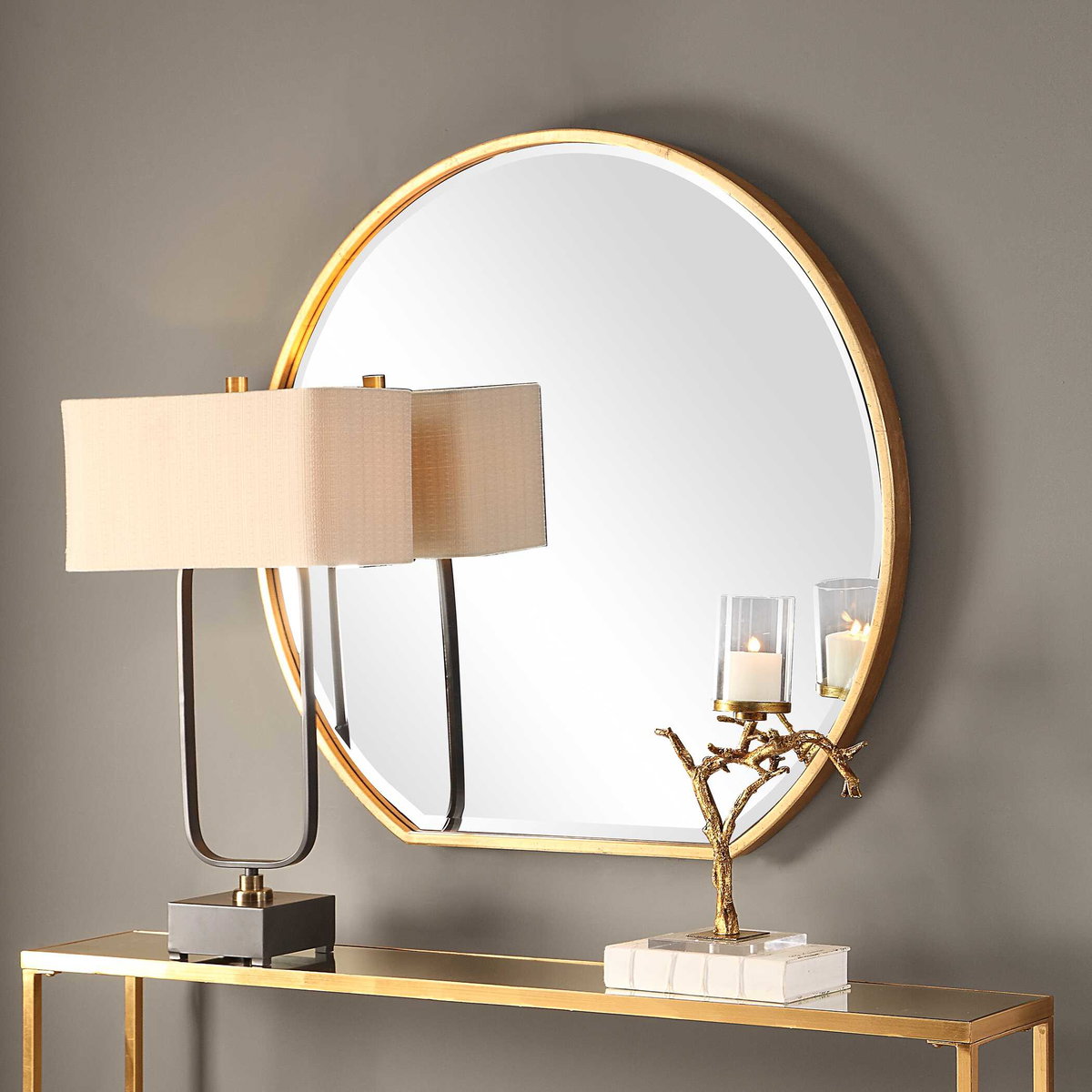 Cabell Gold Mirror, by Uttermost, 3'6" width x 3'3.25" height x 2" depth View 5
