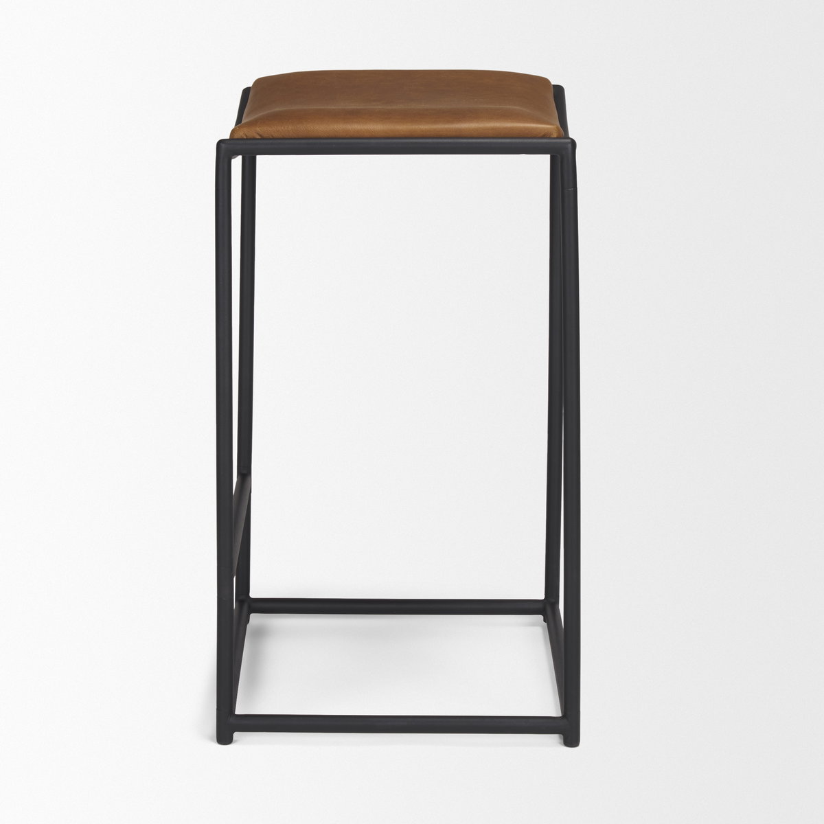 Taniel Backless 27.25in Seat Counter Stool | Brown Leather with Metal, Counter & Bar Stool by Mercana, 18" length x 16" width x 27.75" height View 7