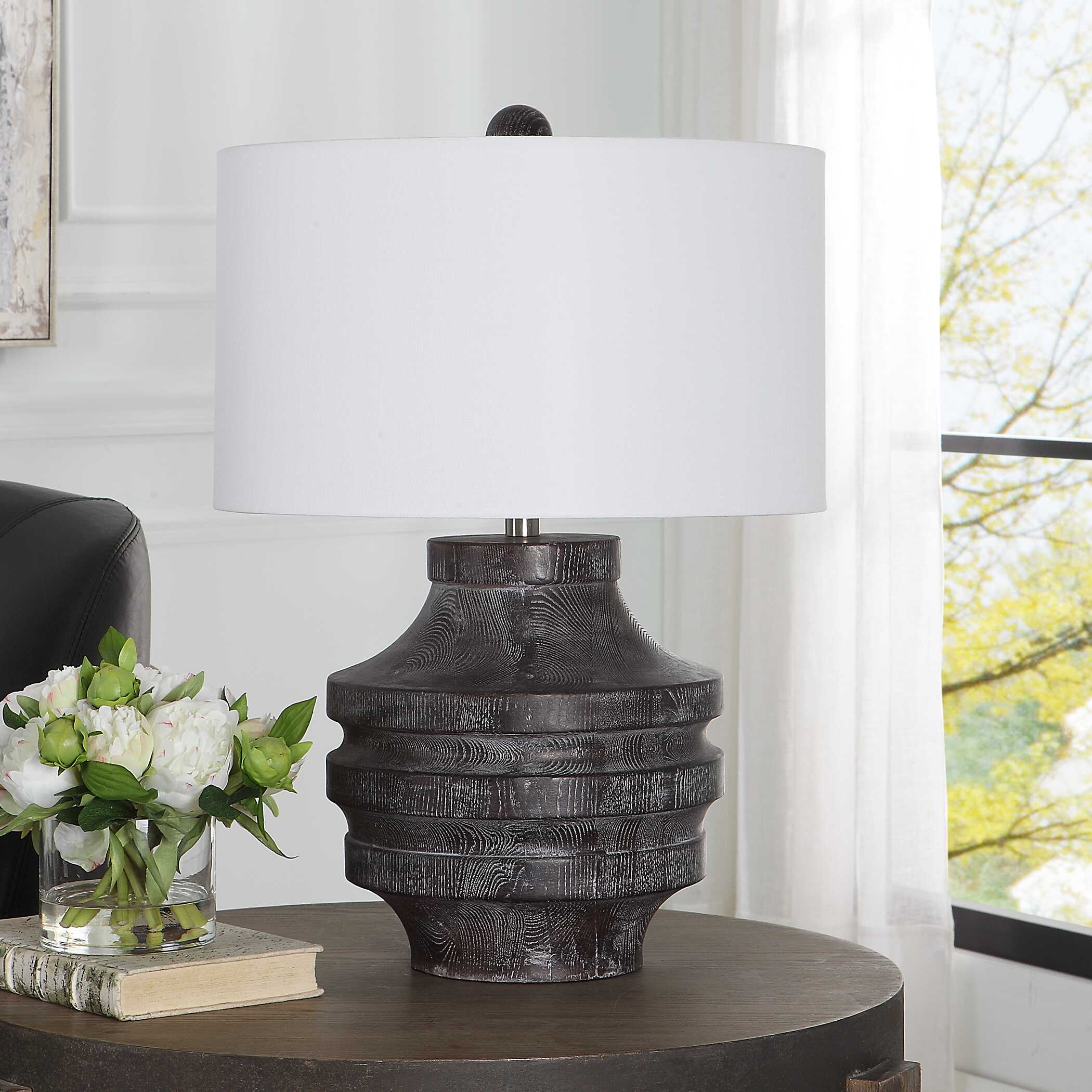 Timber Carved Wood Table Lamp, by Uttermost, 17" width x 24" height x 17" depth View 4