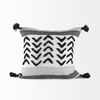 Kimia 20L x 20W White and Black Fabric Herringbone and Fringed Decorative Pillow Cover thumbnail 4