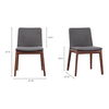 Deco Dining Chair Dark Grey - Set Of Two, by Moe's Home, 21" width x 31" height x 21" depth thumbnail 12