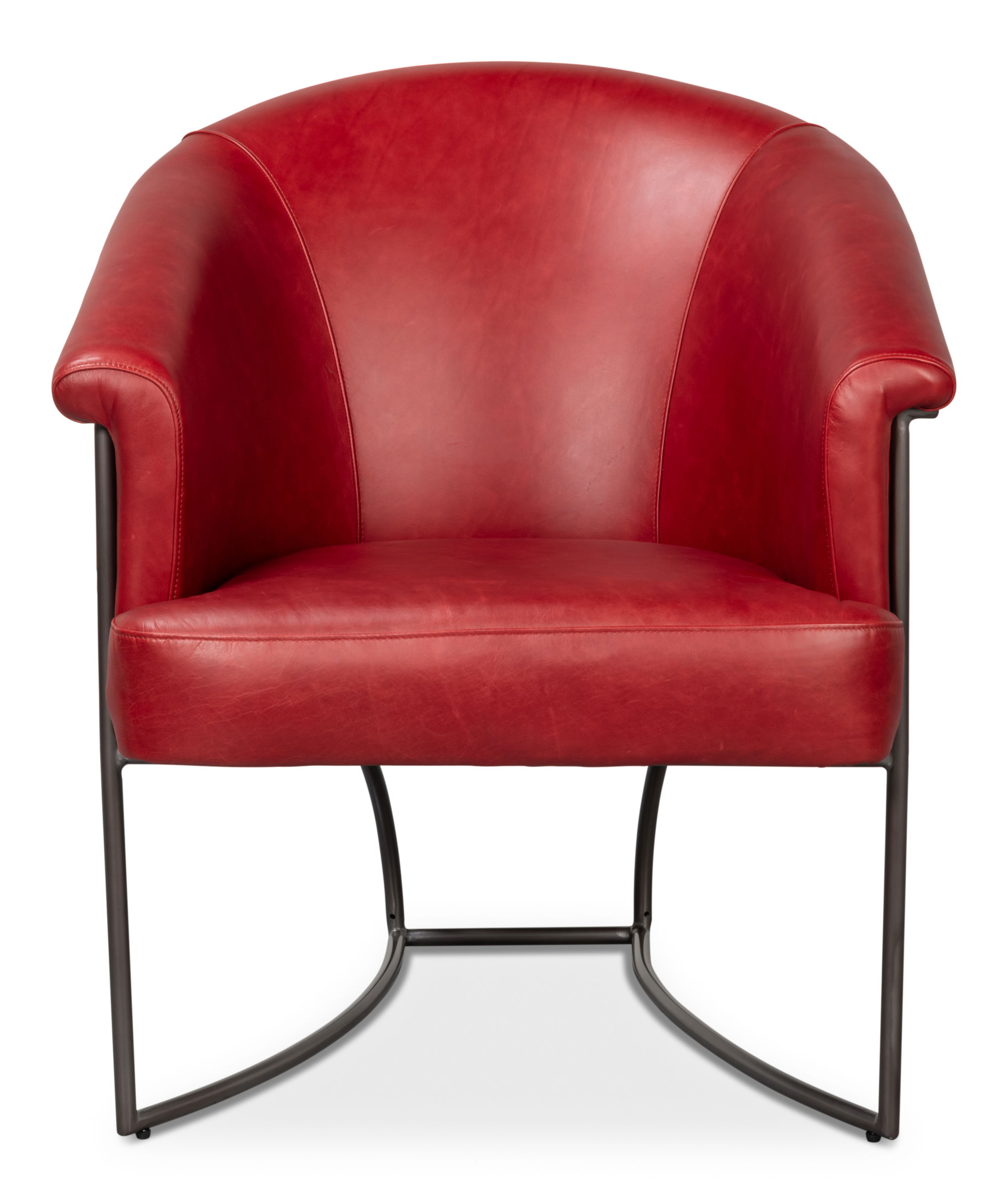 Nagel Distilled Leather Chair,New Rouge, Seating by Sarreid, 30" length x 33" width x 45659" height View 2