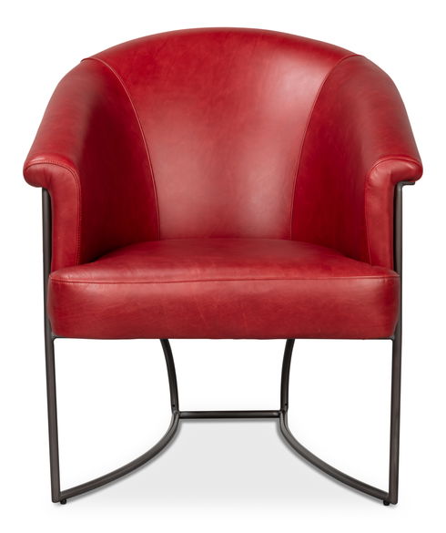 Nagel Distilled Leather Chair,New Rouge
