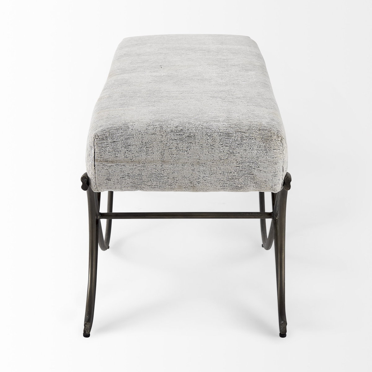 Ayla 55L x 17.6W x 18H Dark Gray Fabric Seat with Dark Nickel Metal Frame Bench, Benche by Mercana, 55" length x 17.6" width x 18" height View 5