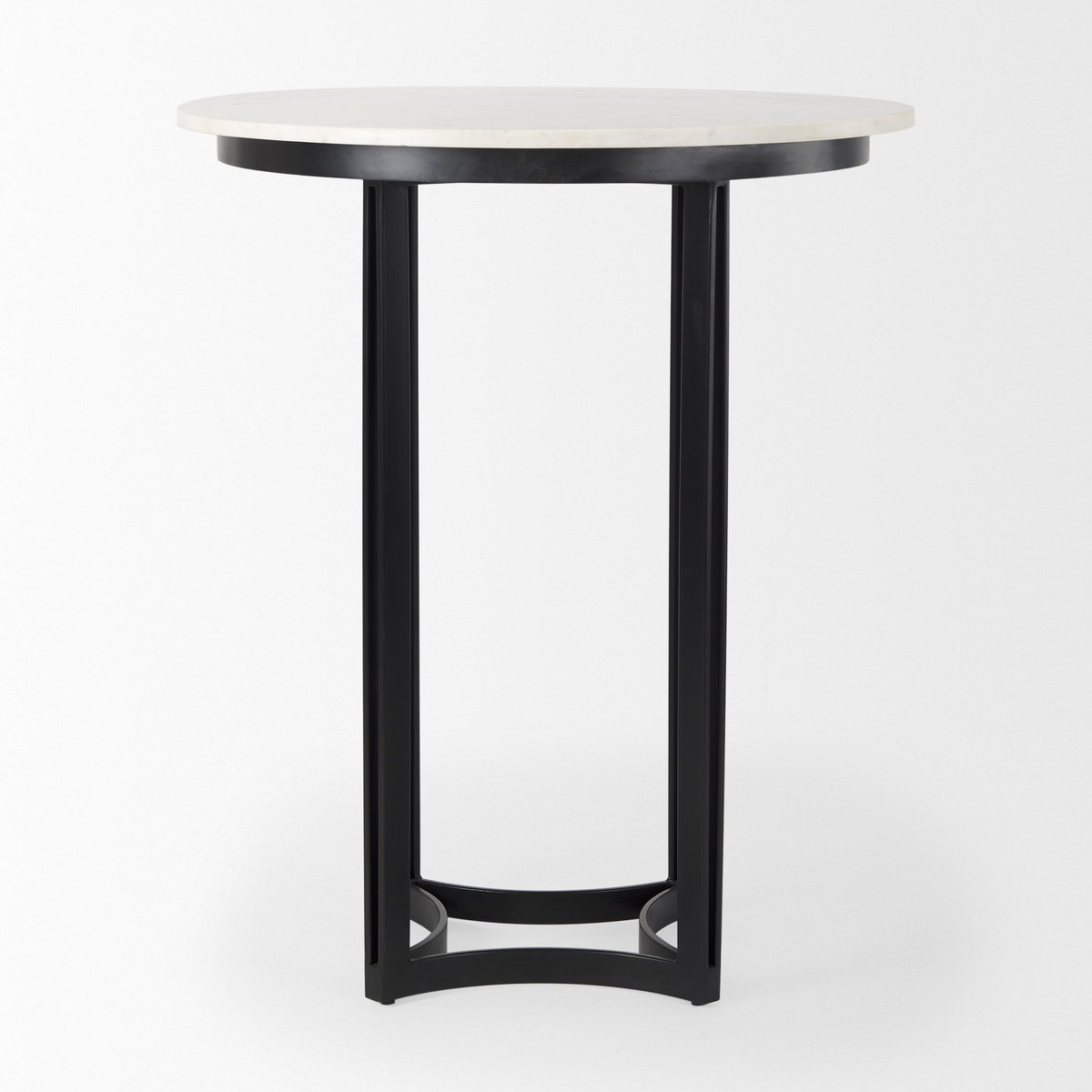 Tanner 32'L x 32'W Pedestal Dining Table | White Marble & Black Metal | Seats 2, by Mercana, 32" length x 32" width x 36" height View 3