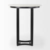 Tanner 32'L x 32'W Pedestal Dining Table | White Marble & Black Metal | Seats 2, by Mercana, 32" length x 32" width x 36" height thumbnail 3