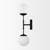 Edie Matte Black Metal with Frosted Glass Globes 2-Light Wall Sconce, by Mercana, 22" length x 7.5" width x 6" height thumbnail 4