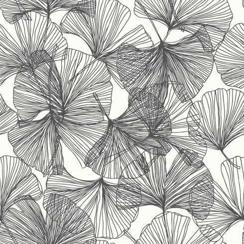 Ginkgo Leaves Black Peel & Stick Wallpaper