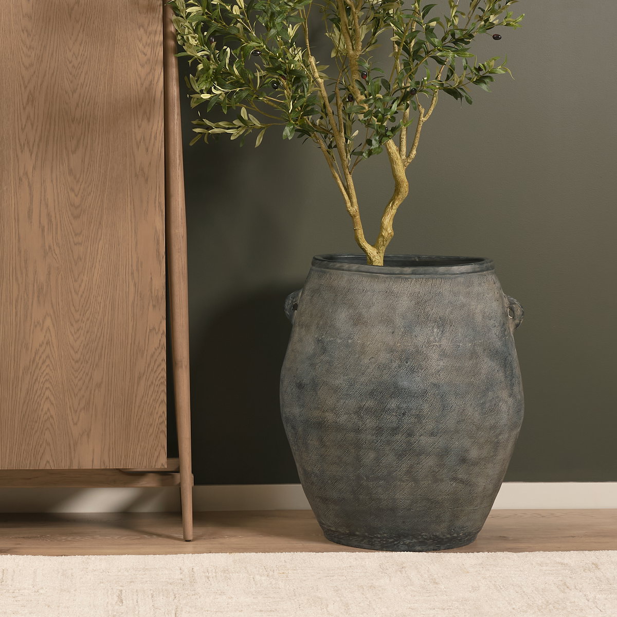Zuma  Dark Gray Ceramic Floor Vase, by Mercana, 27.17" length x 20.47" width x 31.89" height View 3