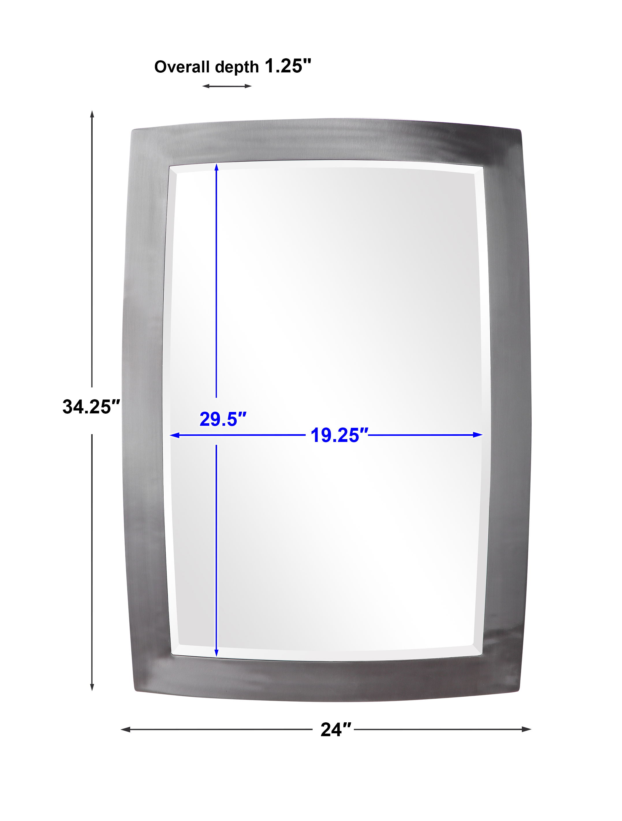 Haskill Brushed Nickel Mirror, by Uttermost, 24" width x 34.25" height x 1.25" depth View 3