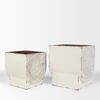Medina Off White with Gold Antiquing Metal Planters (Set of 2), by Mercana, 9.45" length x 9.45" width x 11.02" height thumbnail 5