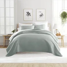 Online Designer Bedroom Becky Cameron Lightweight All Season Stripe Stitch Quilt Set with Shams