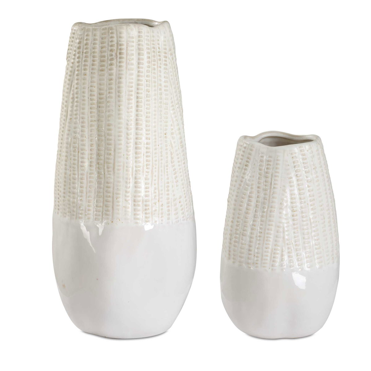Echo Ridge White Vases Set/2, by Uttermost, 7.25" width x 14.75" height x 7.25" depth View 1
