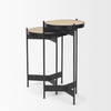 Wade Travertine Marble with Matte Black Metal End Tables, Side & End Table by Mercana, 26" length x 14" width x 24" height thumbnail 6