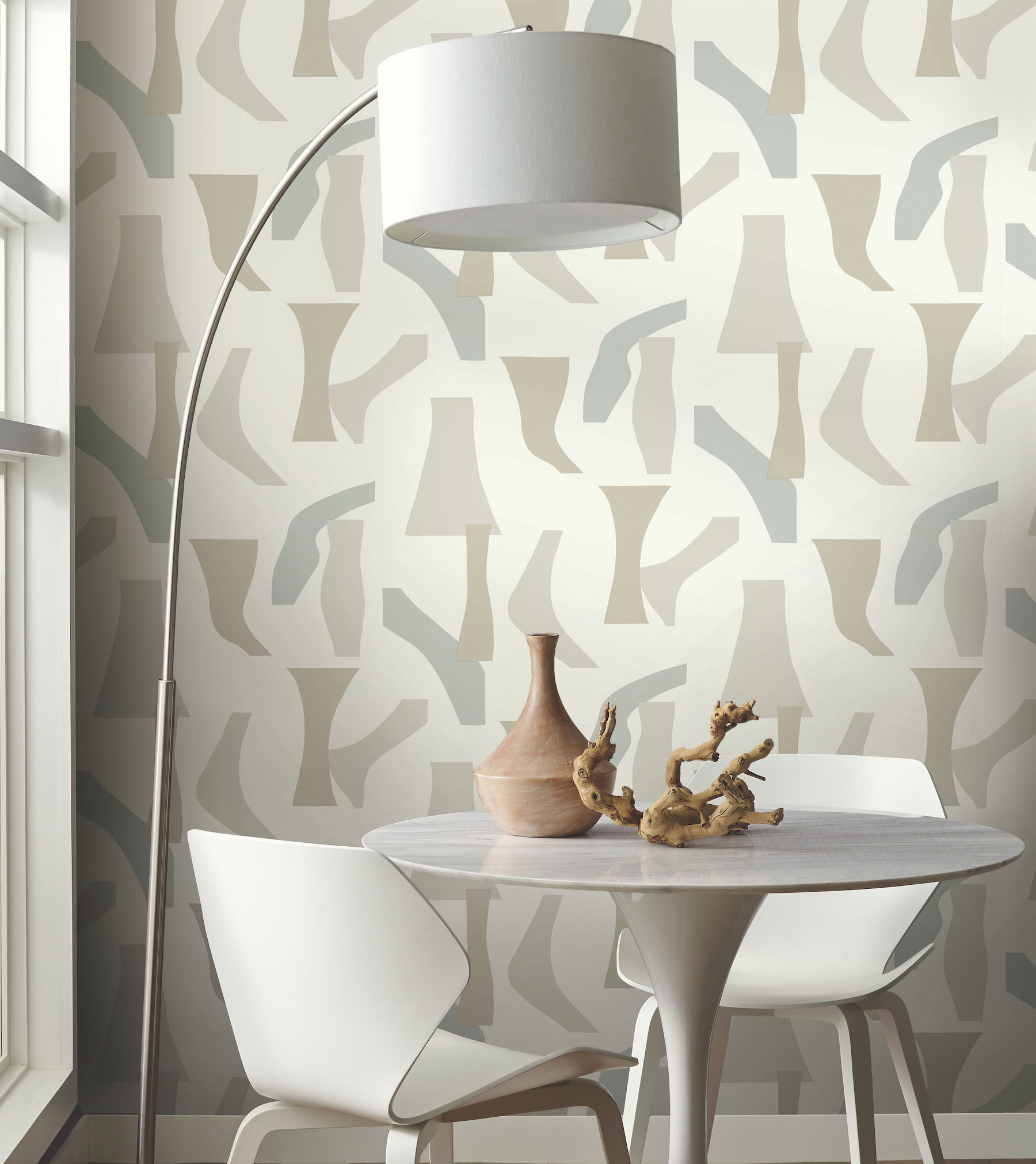 Modernist Neutral Peel & Stick Wallpaper large image 