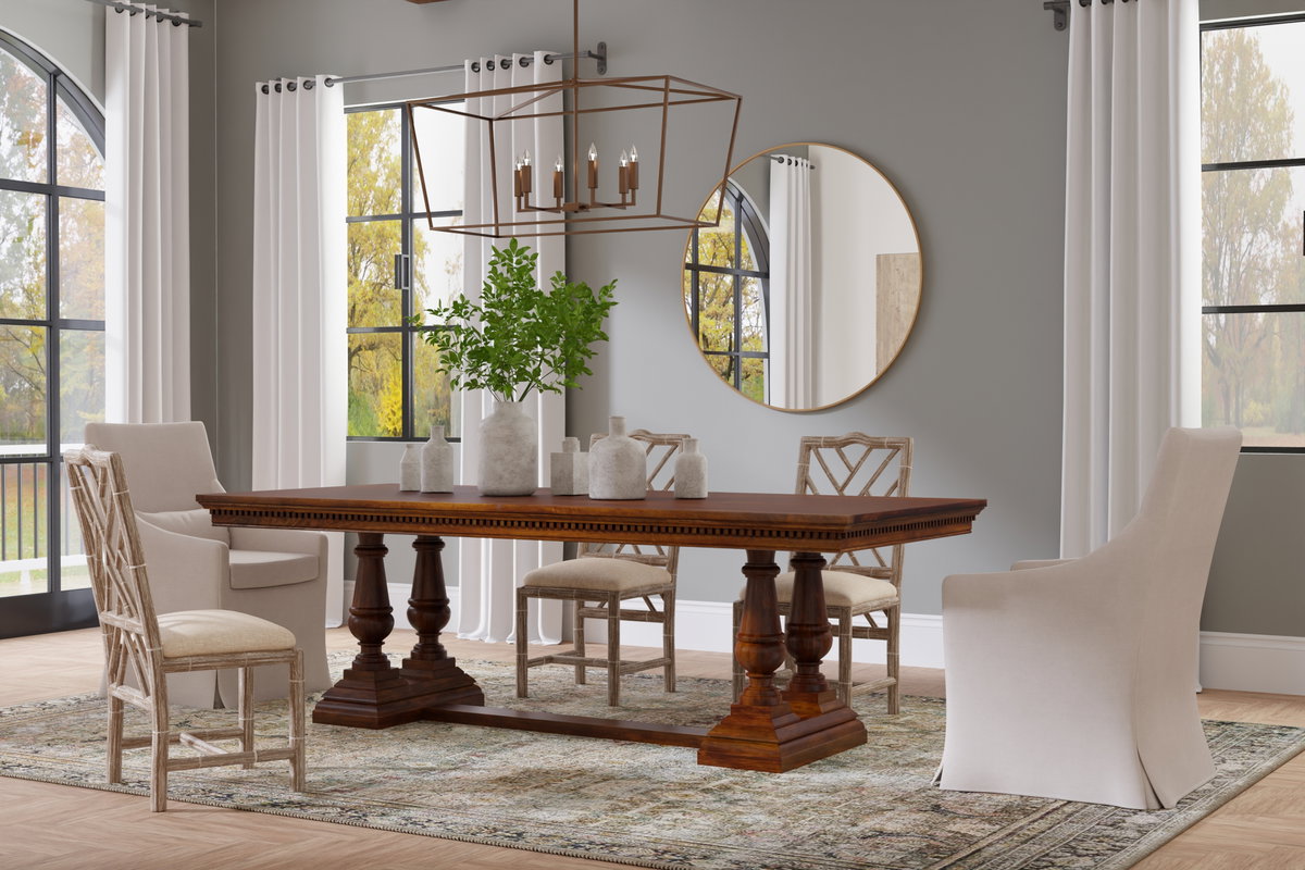 Joshua Pedestal Dining Table, by Sarreid, 3'6" length x 8' width x 2'7" height View 14