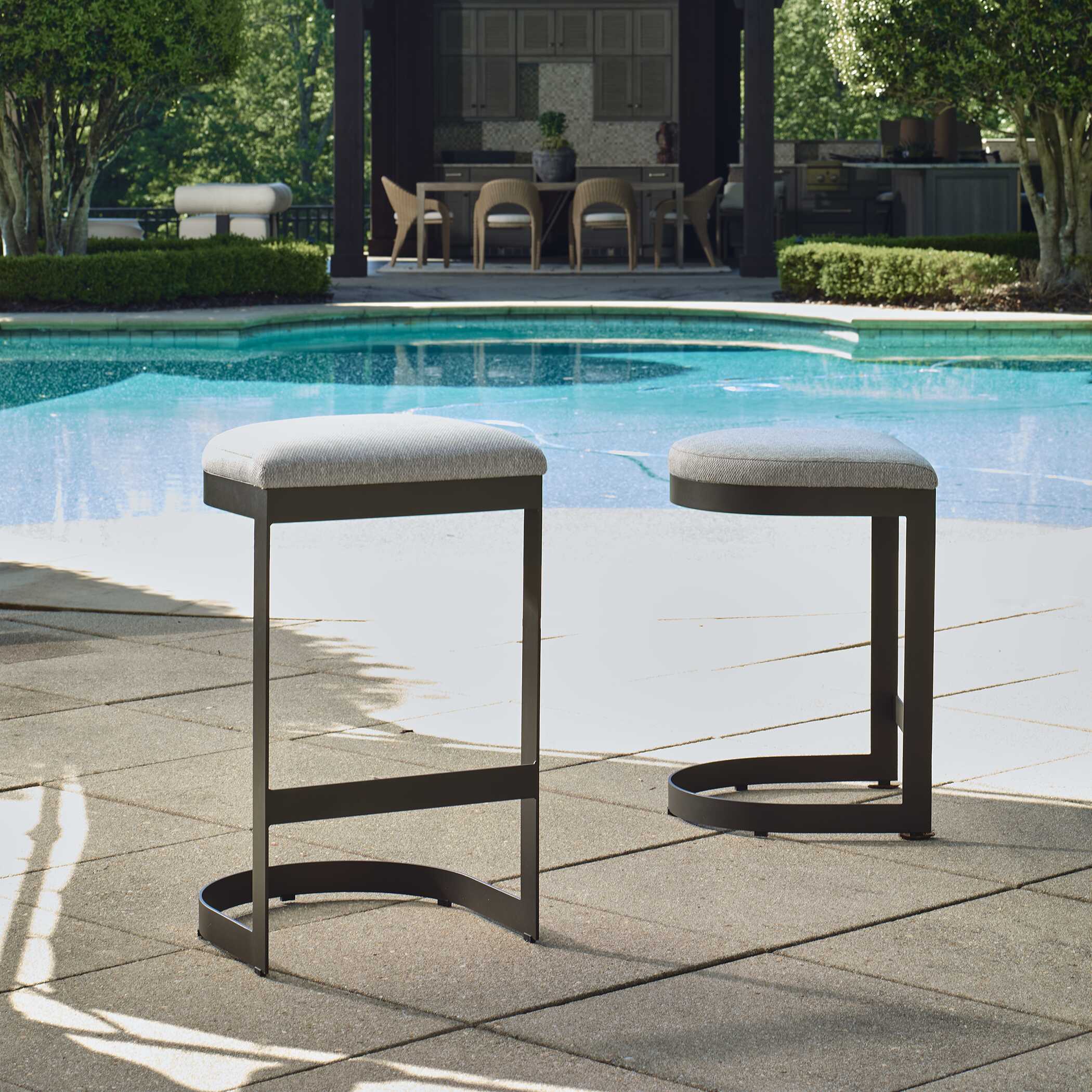 Maude Outdoor Bar Stool, Furniture by Uttermost, 17.2" width x 30" height x 17.25" depth View 3