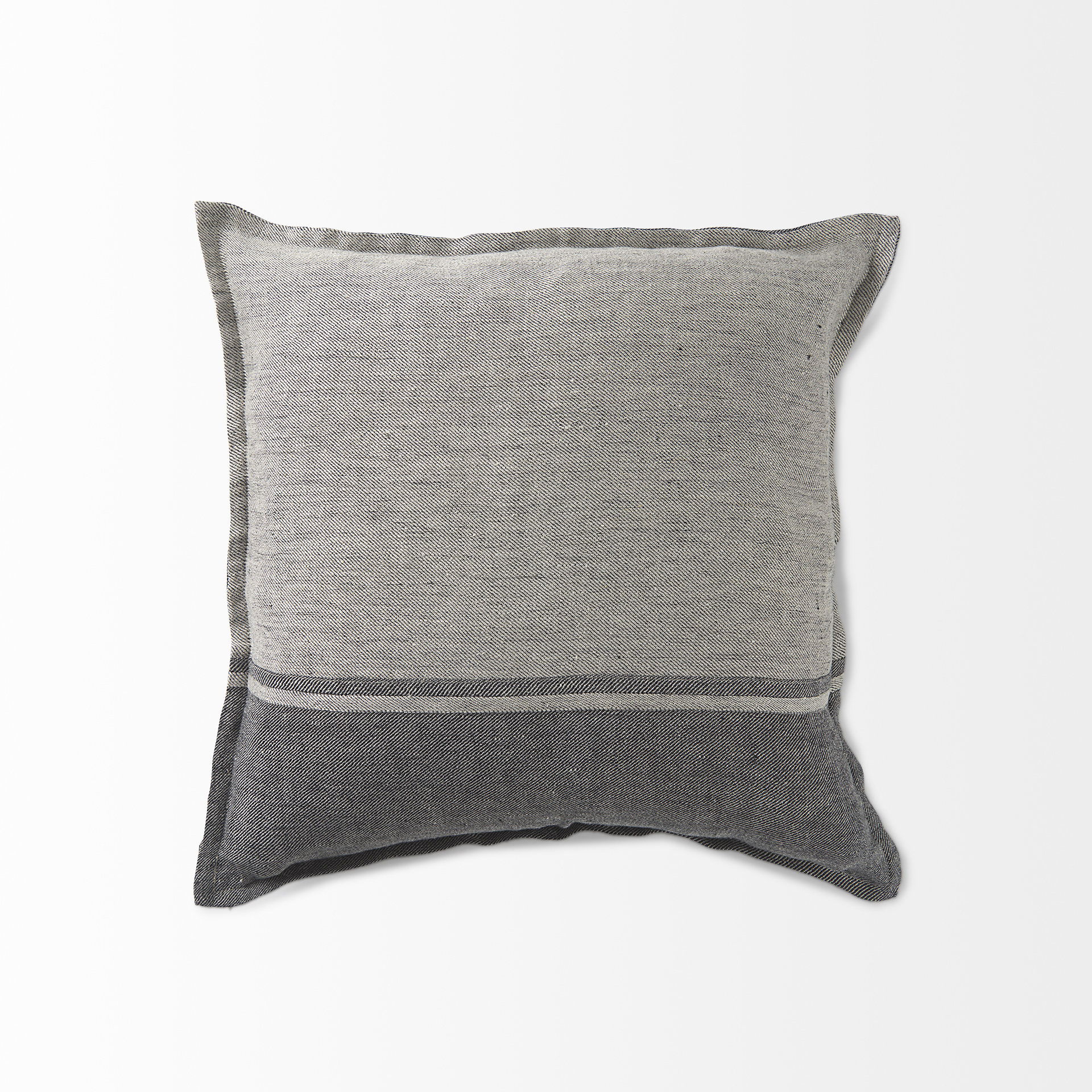 Zadie 20L x 20W Light Gray and Dark Gray Fabric Color Blocked Decorative Pillow Cover, by Mercana, 20" length x 20" width x 0.2" height View 9