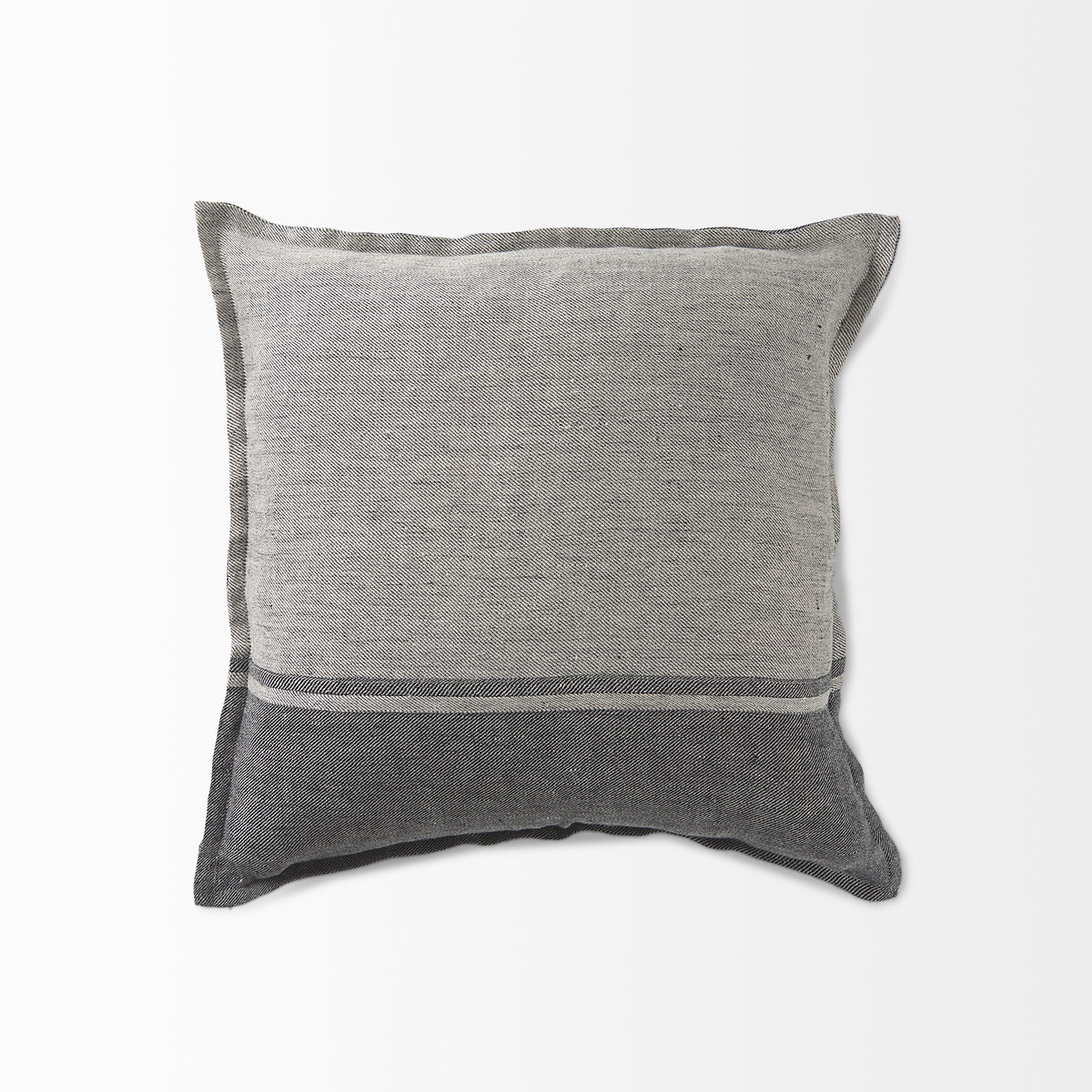 Zadie 20x20 Light Gray and Dark Gray Fabric Color Blocked Pillow Cover, Decorative Pillow by Mercana, 20" length x 20" width x 0.2" height View 9