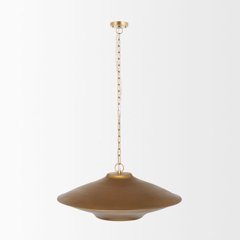Titus 1-Light Brass Finished Metal Disc Pendant