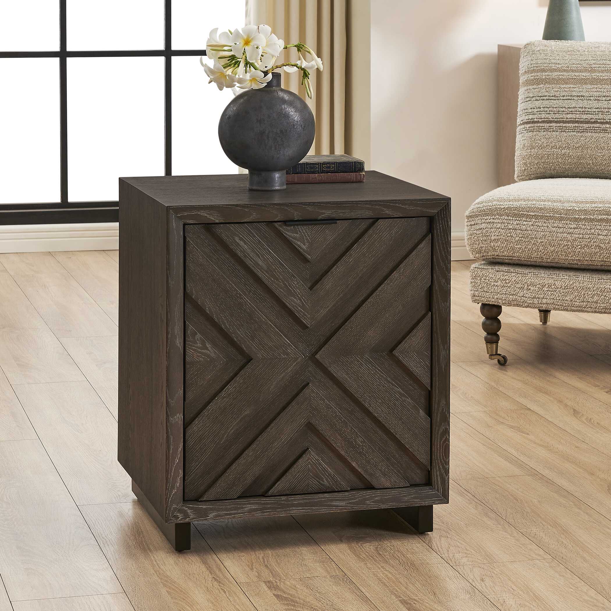 Barrett Dark Charcoal Oak Cabinet, Furniture by Uttermost, 22" width x 26" height x 20" depth View 4