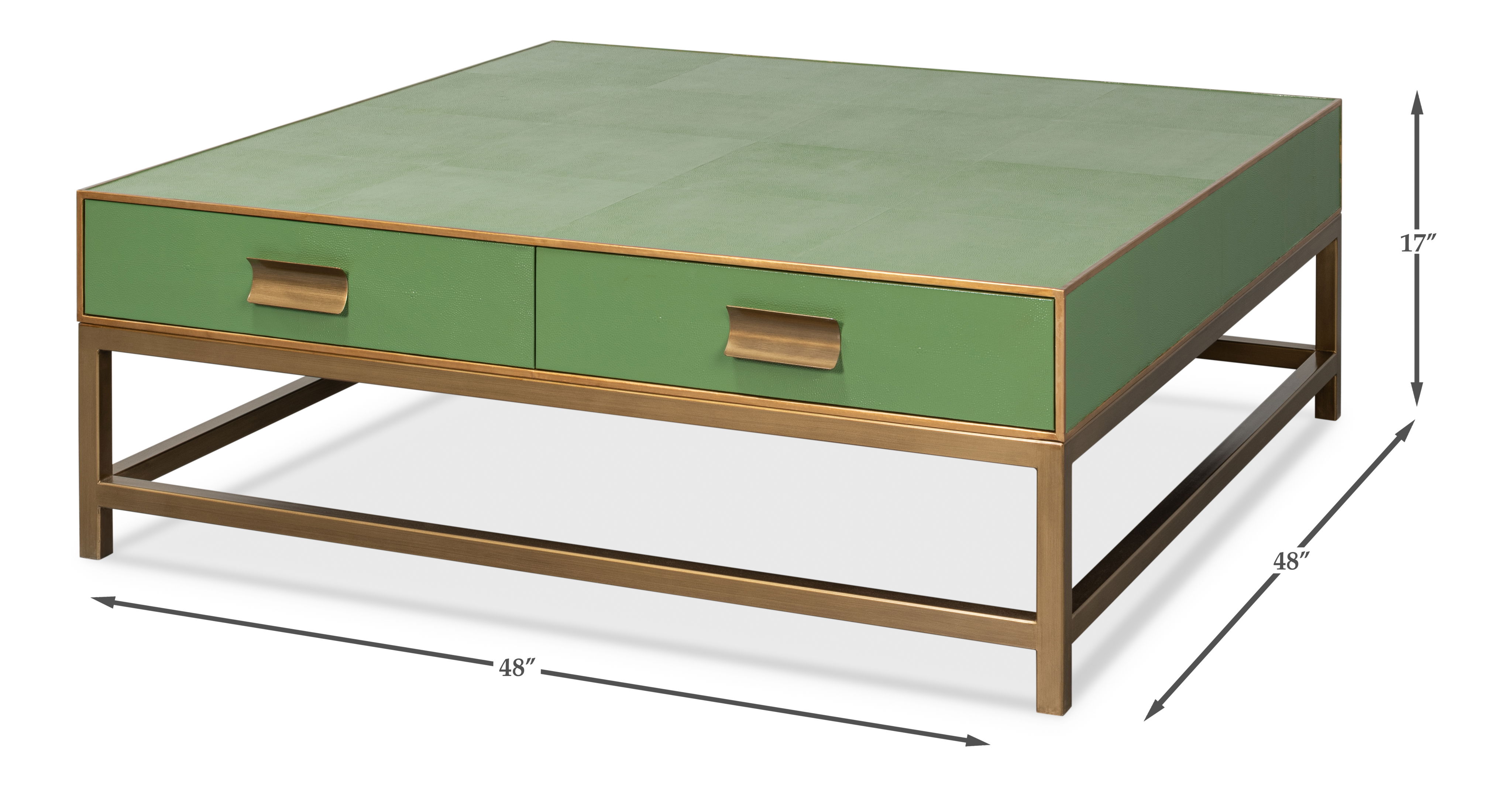 Gideon Shagreen Sq.Coffee Tbl,Watercress, Coffee Table by Sarreid, 48" length x 48" width x 17" height View 13