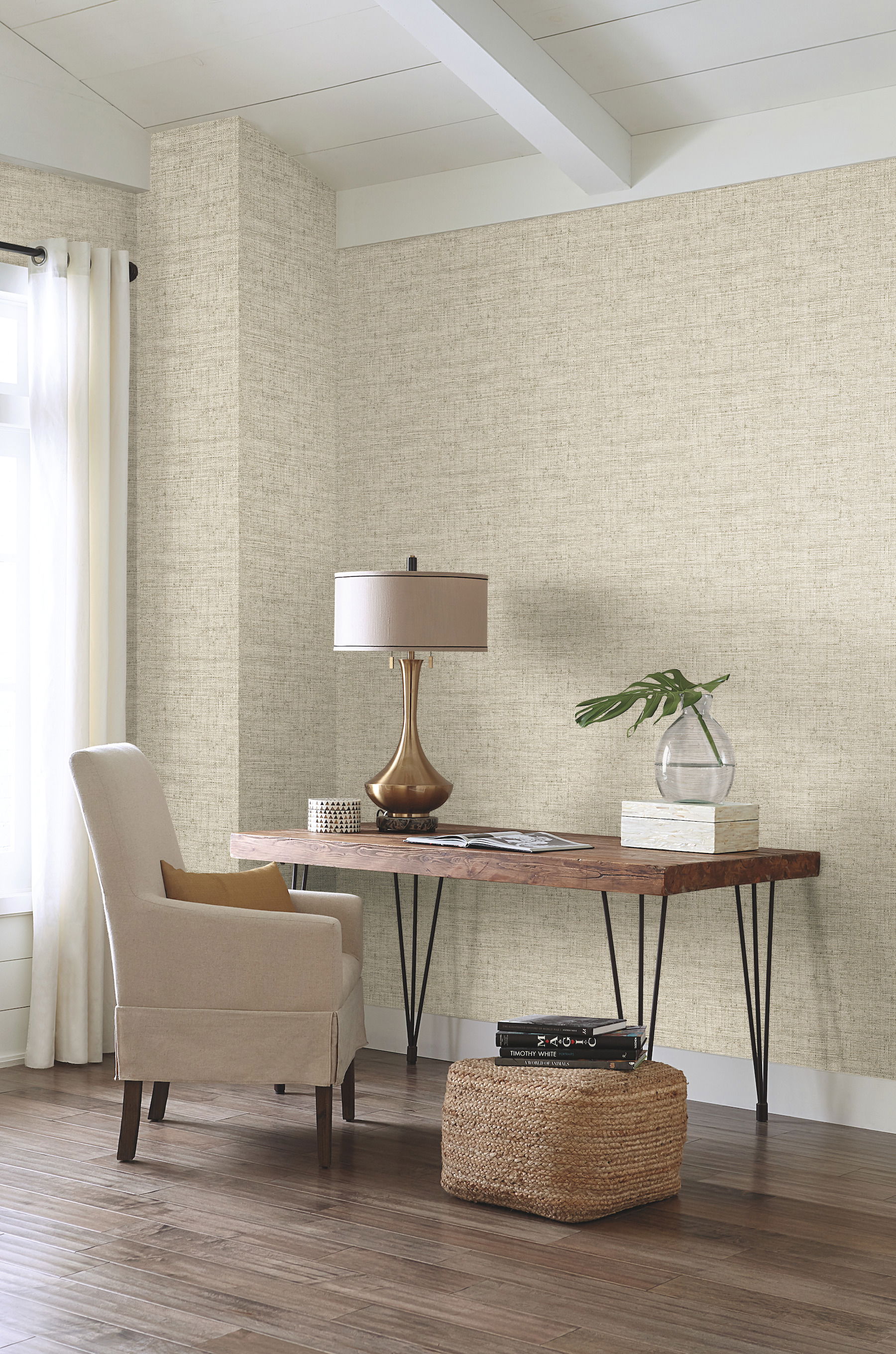 Papyrus Weave Beige Wallpaper, by York Wall, 27' length x 2'3" width x 0.02" depth View 4