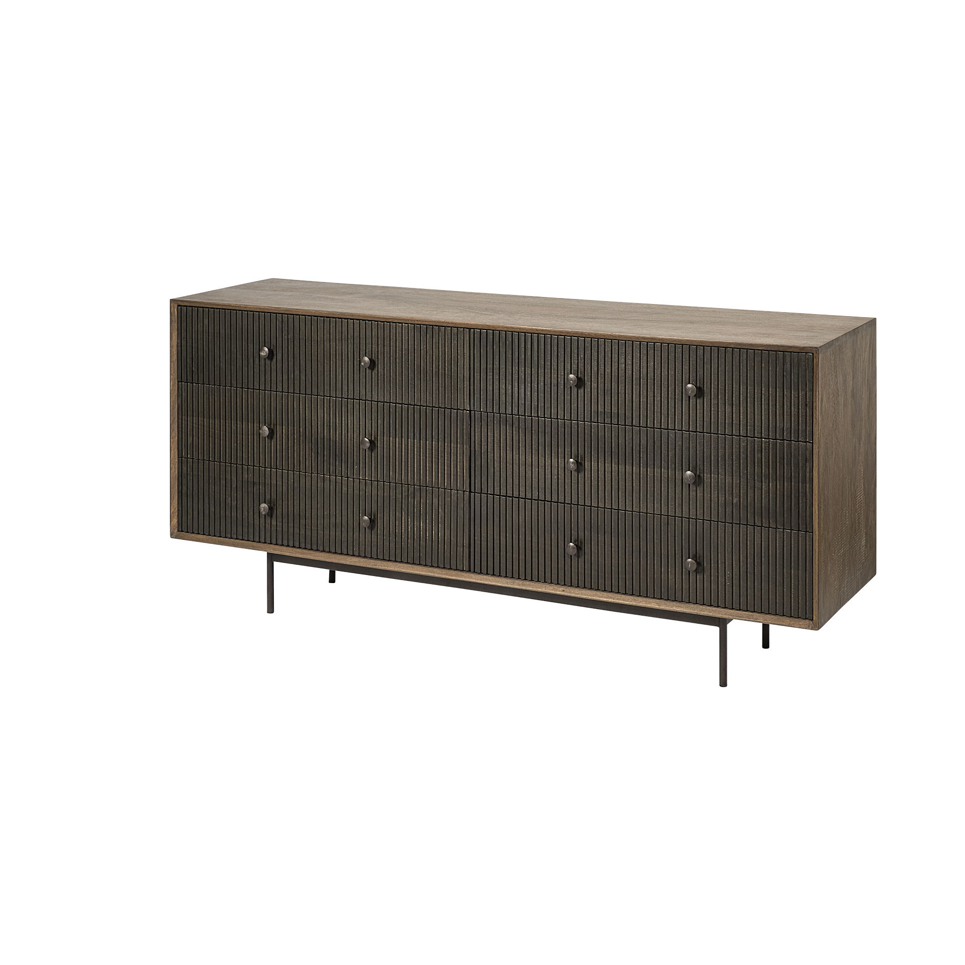 Grace 70Wx18.5Lx31.25H Two-Tone Brown Solid Wood 6 Drawer Sideboard, Sideboards & Buffet by Mercana, 70" length x 18.5" width x 31.25" height View 1