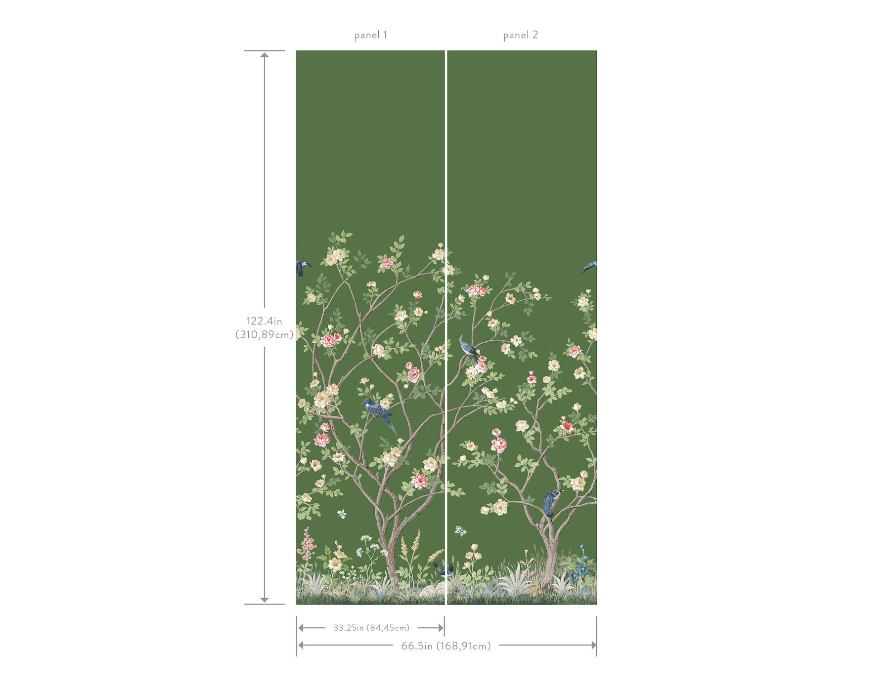 Lingering Garden Green Wall Mural large image 