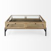 Arelius 42' Square Glass-Top Light Brown with Black Metal Base Display Coffee Table thumbnail 5