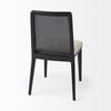 Clara Black Wood with Cream Fabric Seat and Cane Back Armless Dining Chair, by Mercana, 18" length x 23.25" width x 33.75" height thumbnail 9