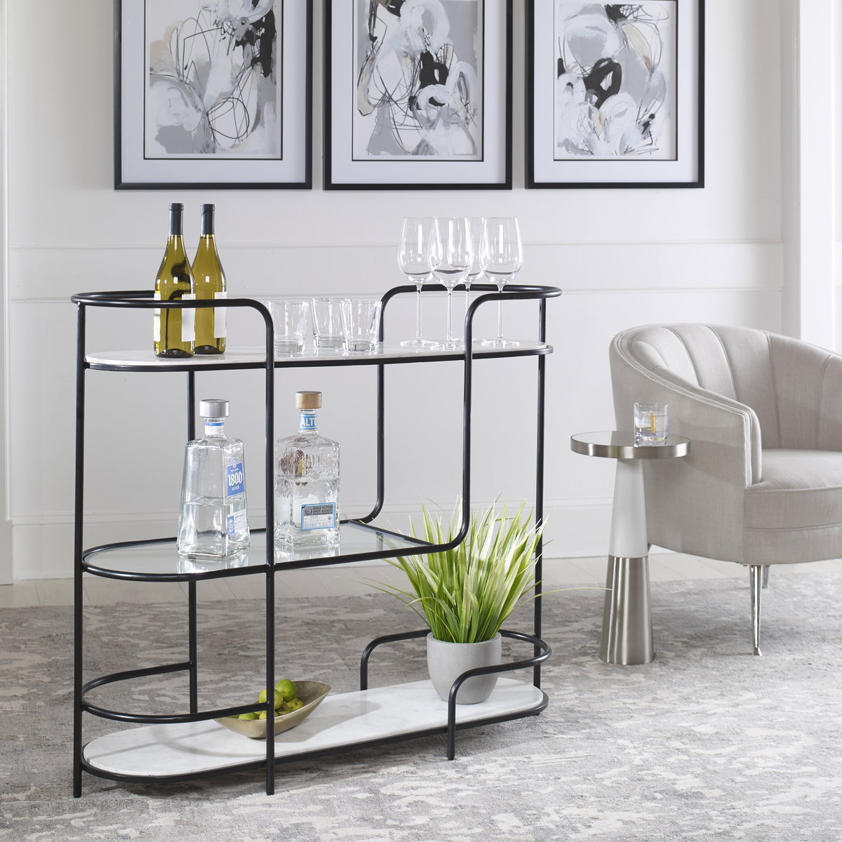 Trolley Bar Console, Console Table by Uttermost, 44" width x 38" height x 14" depth View 2