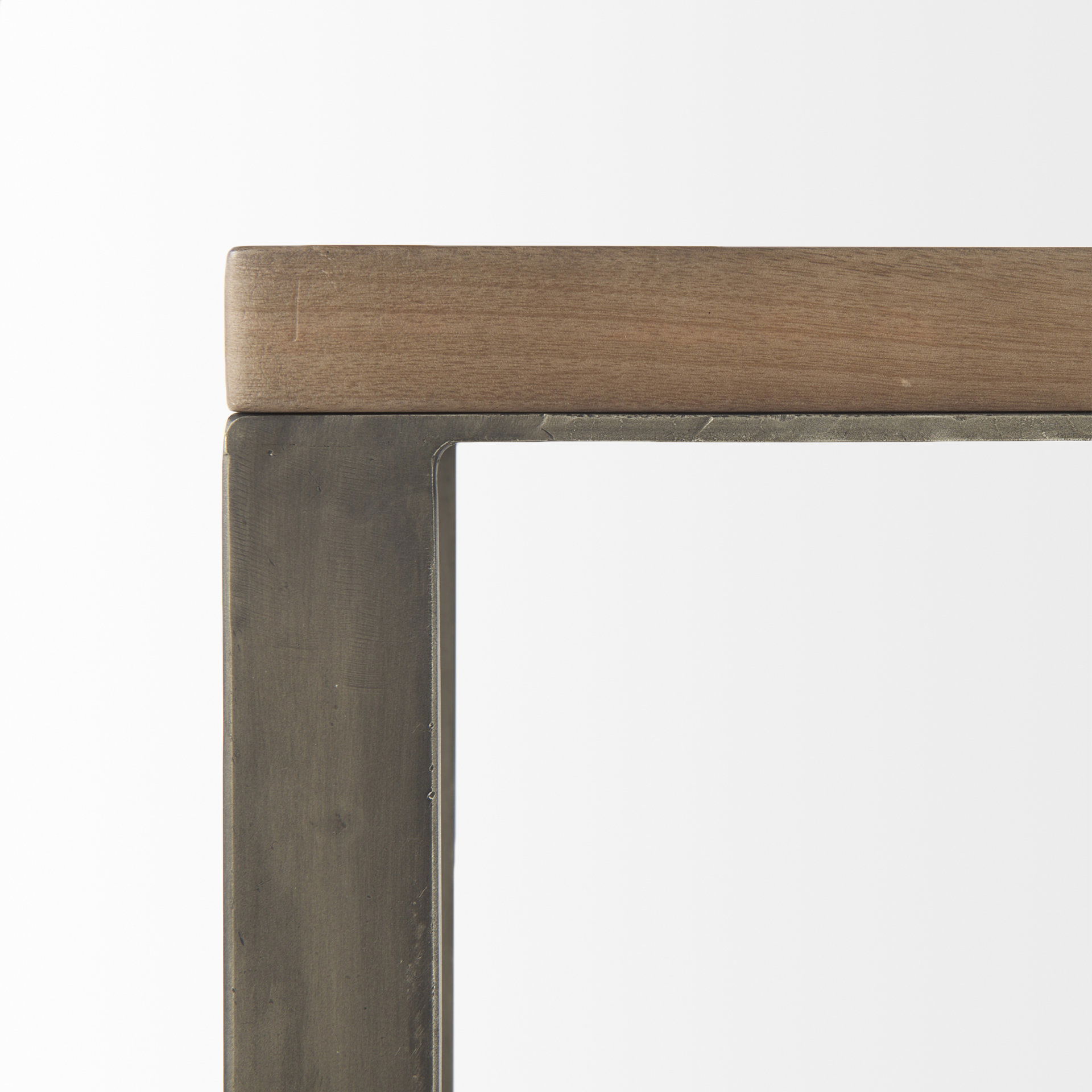 Faye 14L x 18W x 26H Medium Brown Wood with Antique Nickel Finished Metal Base C Side Table large image 