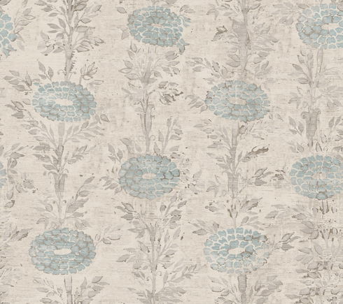 French Marigold Blue & White Wallpaper