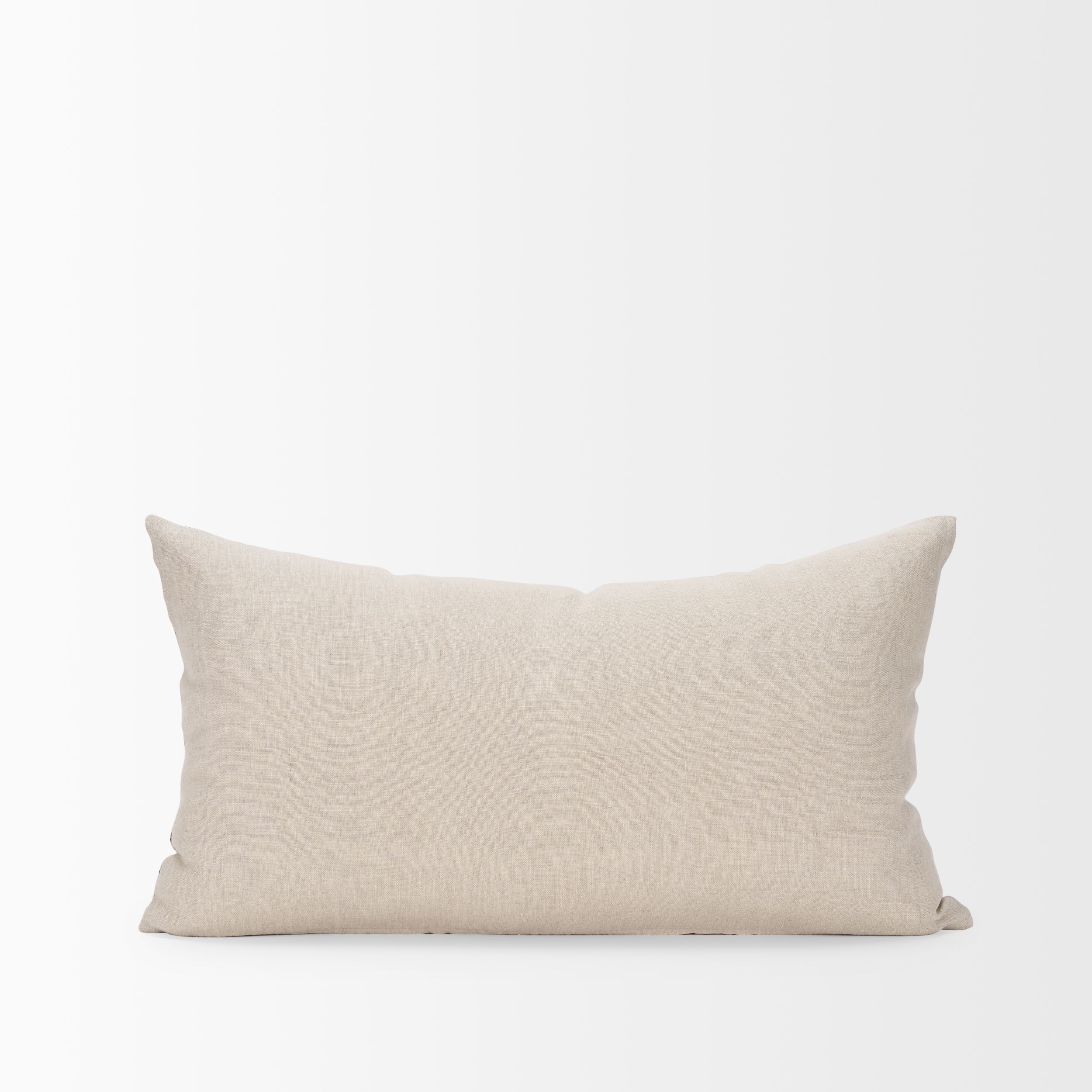 Jenna Beige with Merlot Print Linen Lumbar Decorative Pillow Cover large image 