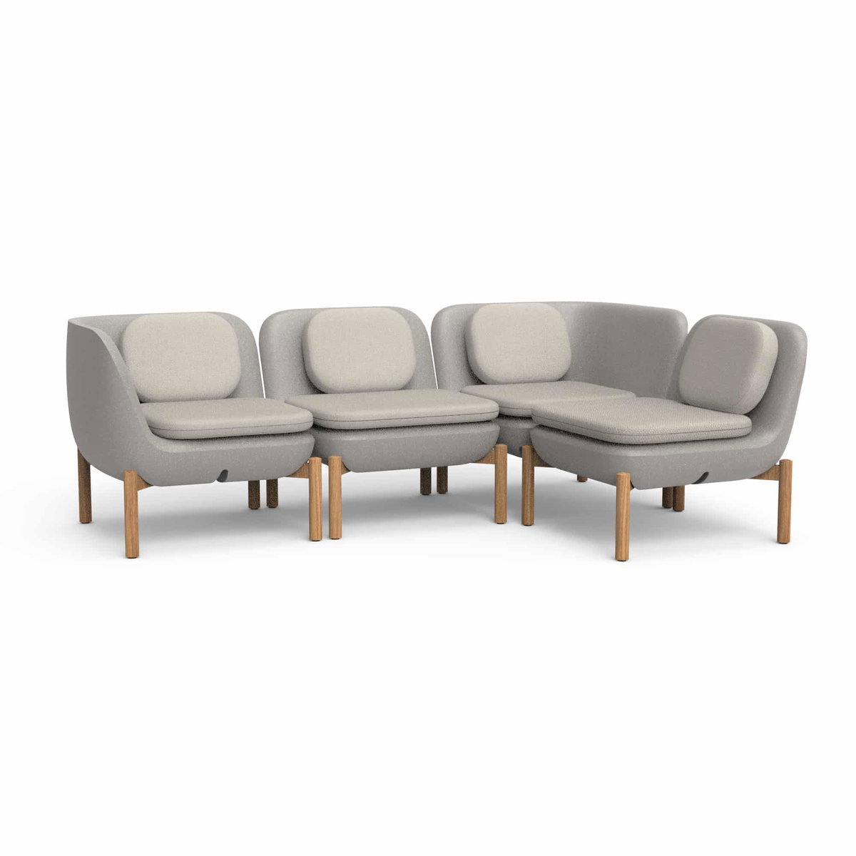 Inou Elements Modular Four-seater Sectional Sofa, Outdoor Furniture by Crescent Garden, 6'9.3" width x 2'2.4" height x 4'5.3" depth View 5