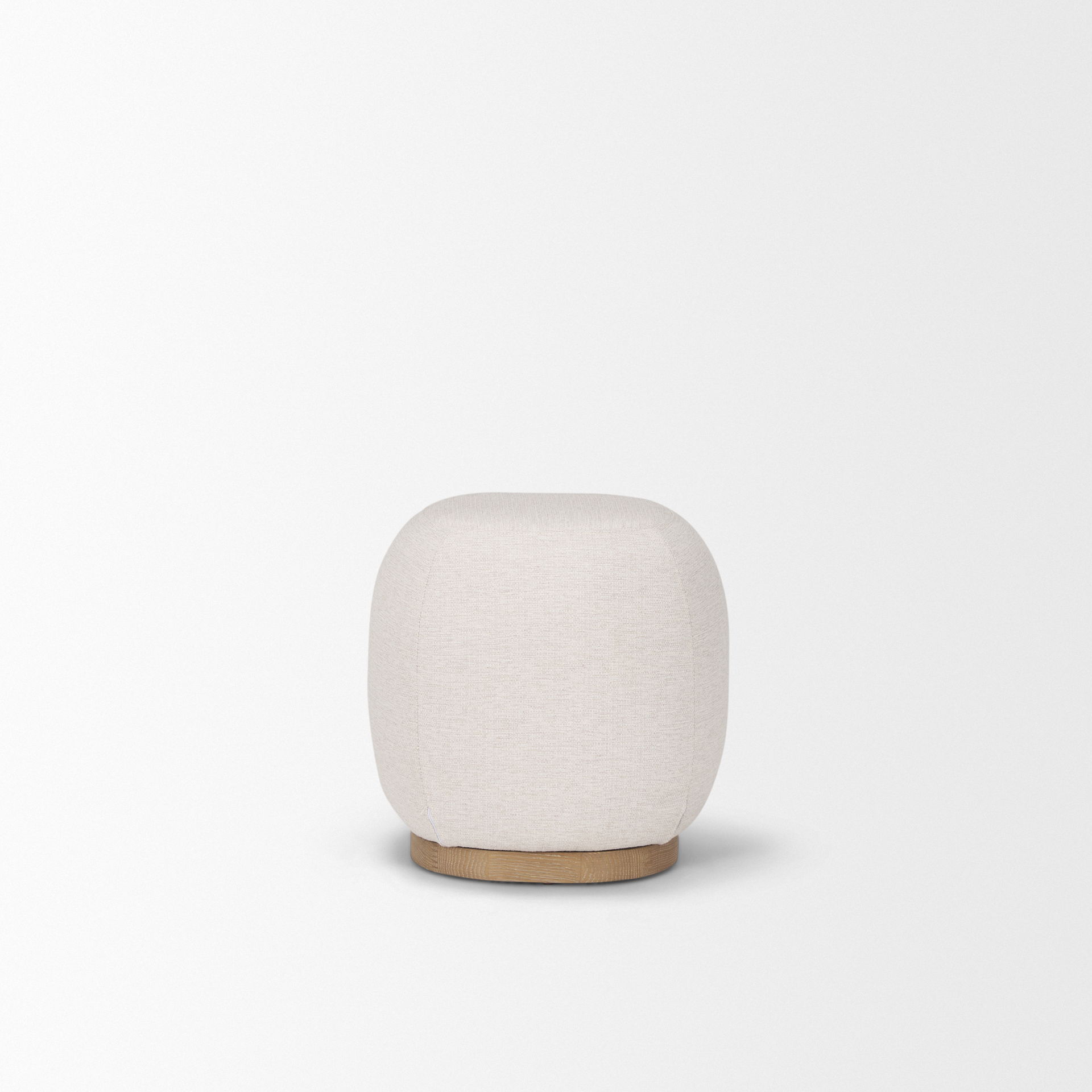 Siren Cream Fabric with Light Brown Wood Round Accent Stool large image 