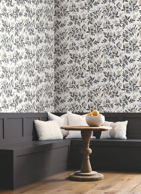 Peonies White & Black Wallpaper