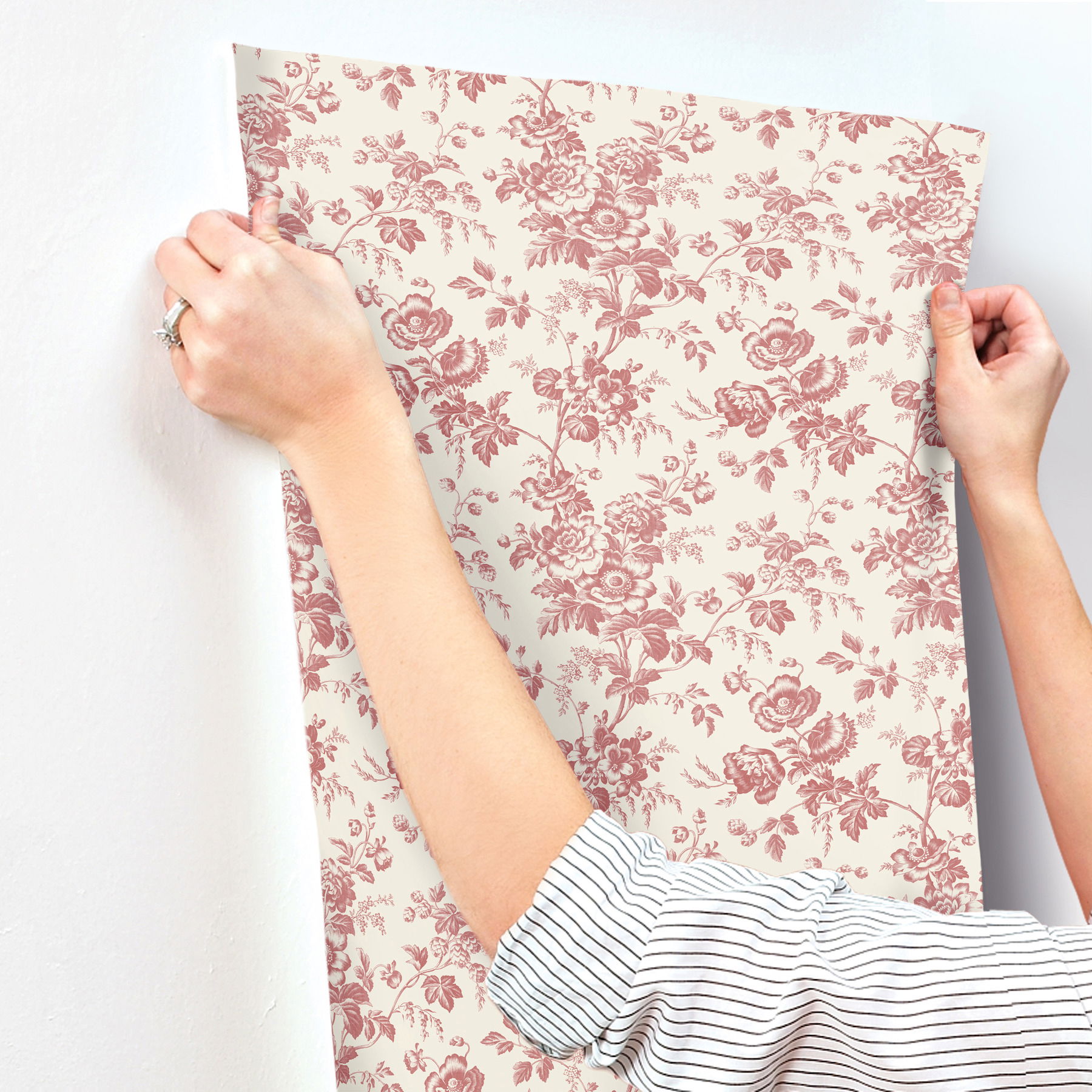 Anemone Toile French Red Wallpaper large image 