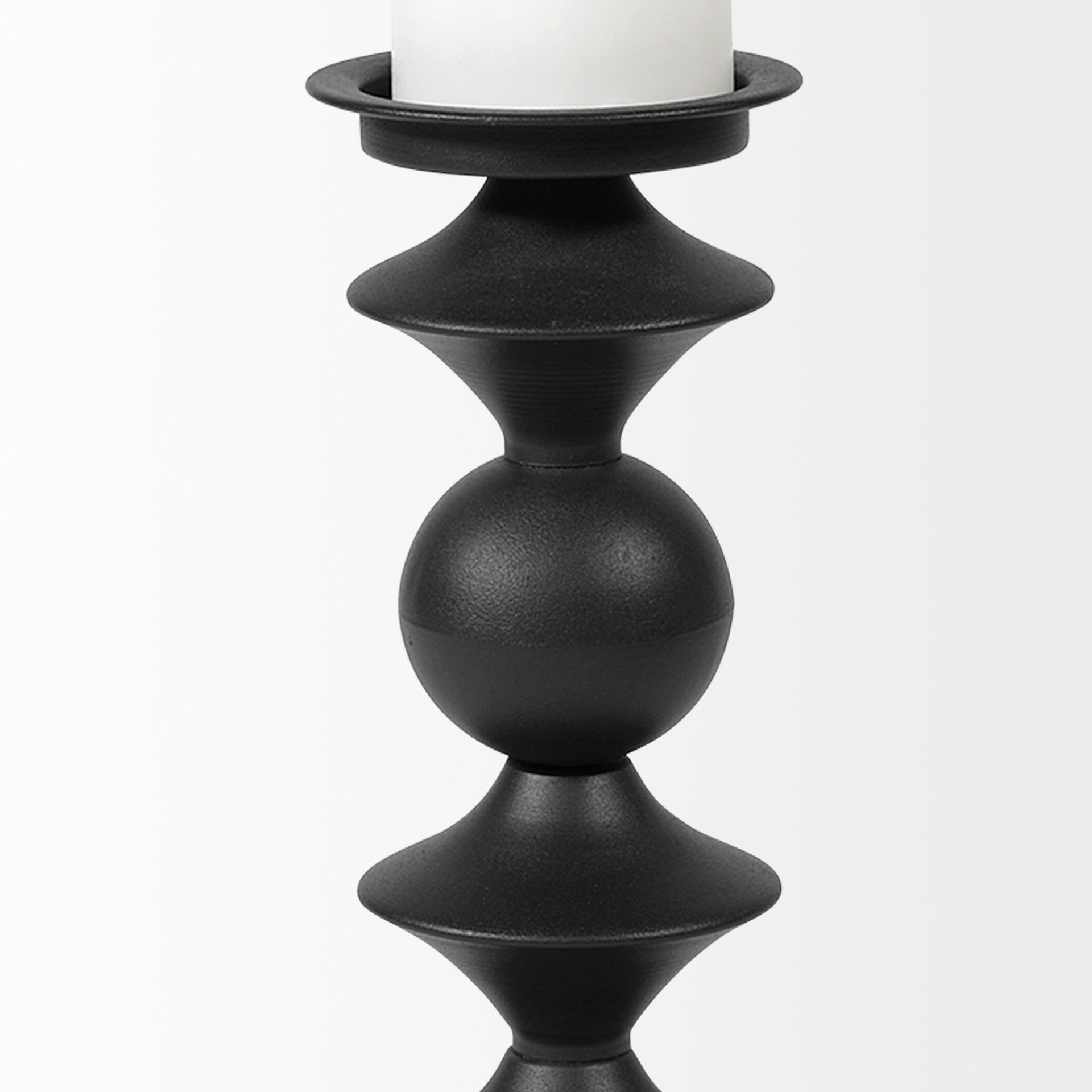 Candelero I Small Black Metal Grooved Table Candle Holder, Candles & Candle Holder by Mercana, 5.51" length x 5.51" width x 13.19" height View 6