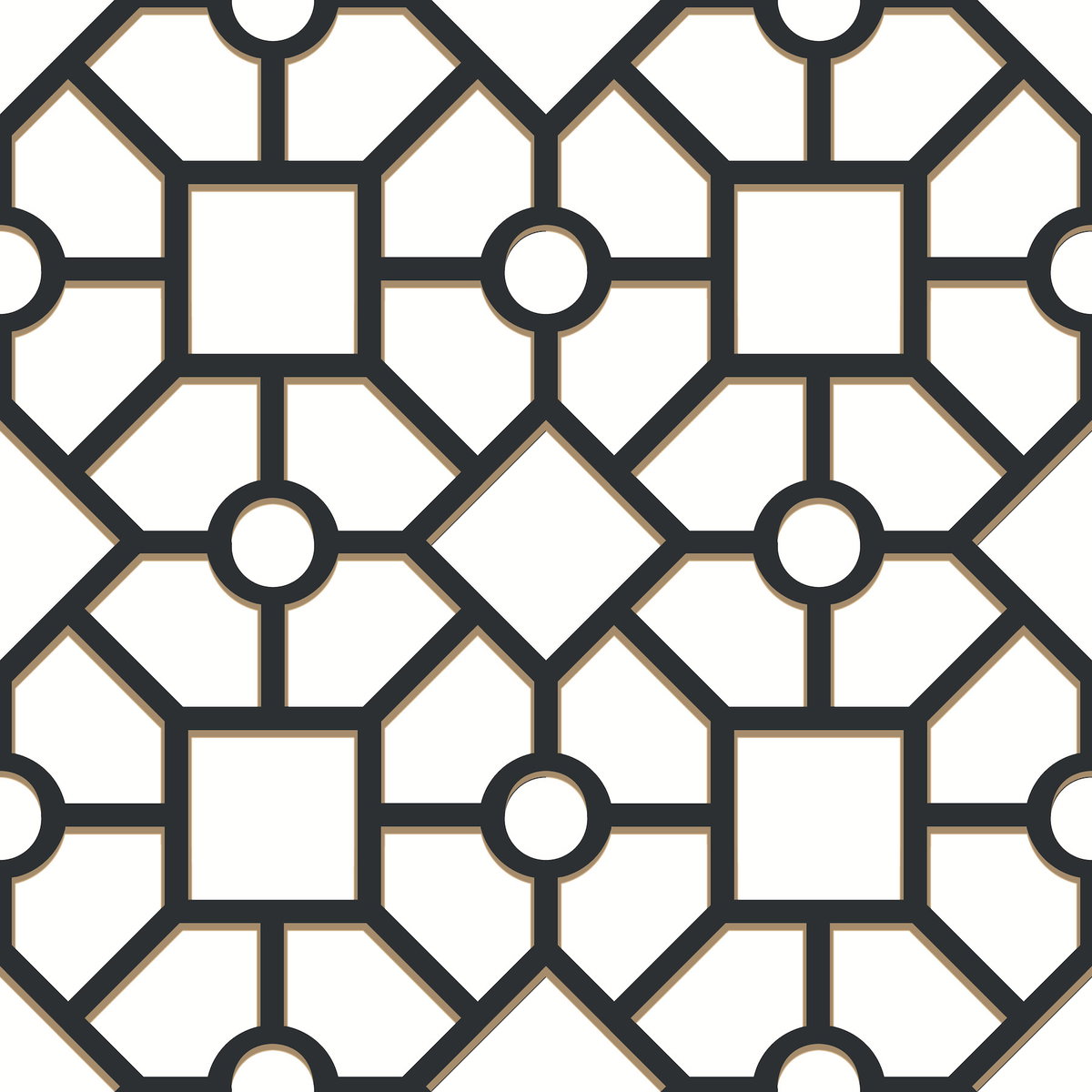 Hedgerow Trellis Black & Gold Peel & Stick Wallpaper, by York Wall, 20' length x 1'8.5" width x 0.02" depth