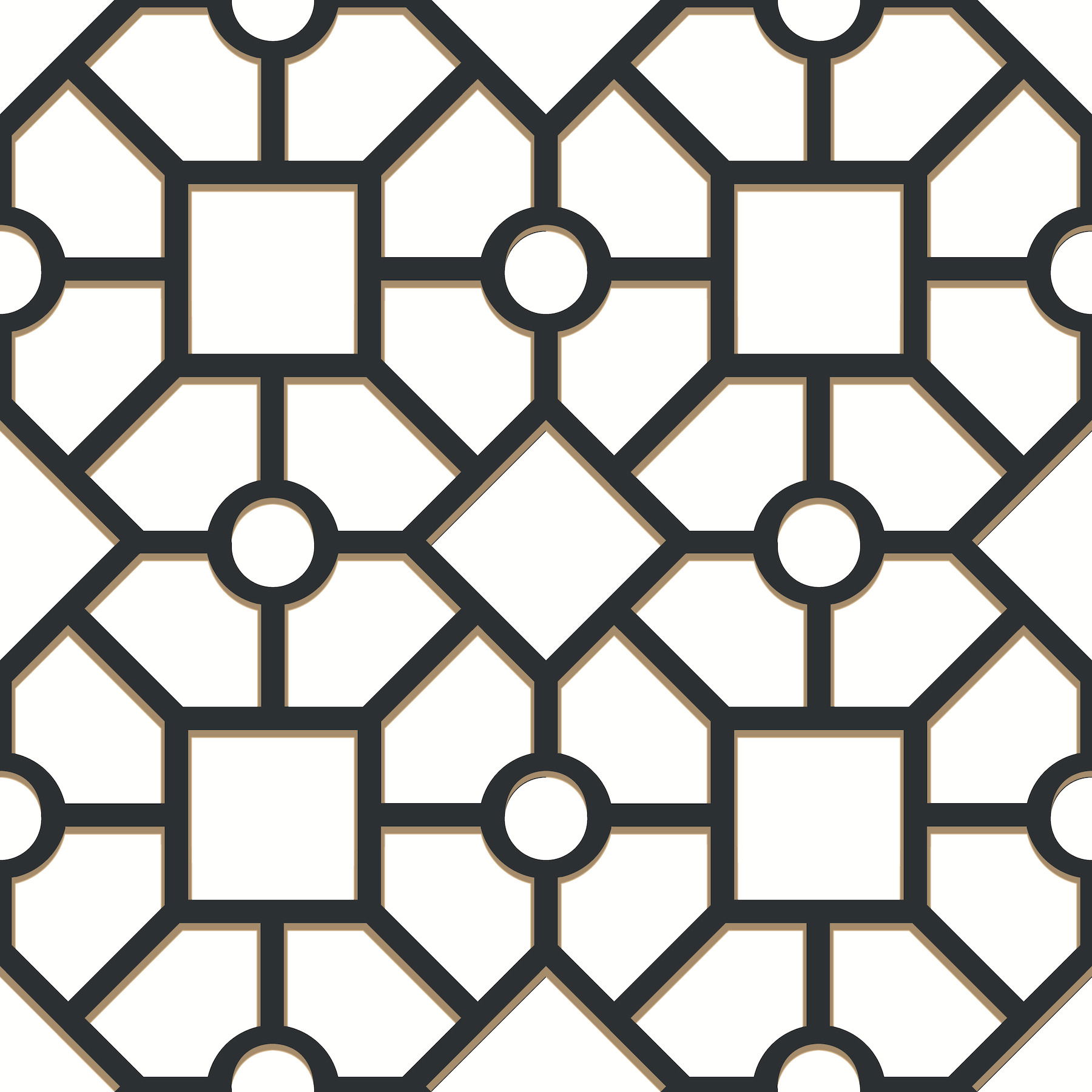 Hedgerow Trellis Black & Gold Peel & Stick Wallpaper large image 