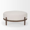 Gwynn Oatmeal Fabric with Dark Brown Wood Ottoman thumbnail 3