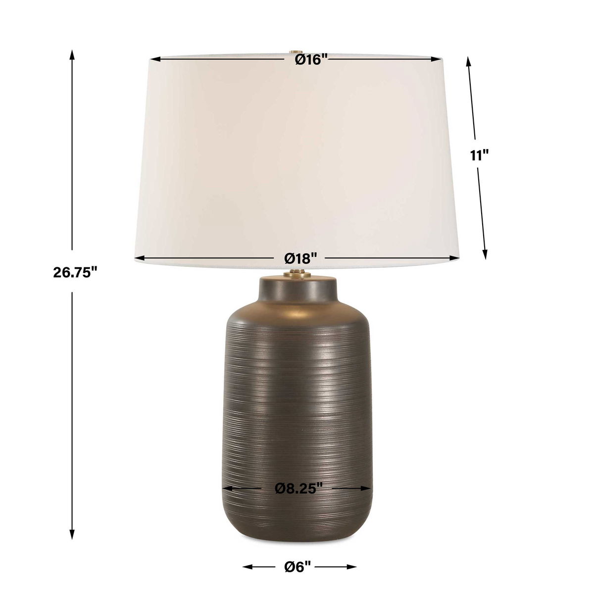 Calderone Bronze Table Lamp, by Uttermost, 18" width x 26.75" height x 18" depth View 3