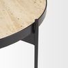 Wade Travertine Marble with Matte Black Metal Coffee Tables, by Mercana, 56" length x 32" width x 13.5" height thumbnail 9