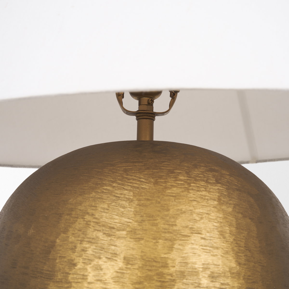 Sadiyah Antiqued Gold Brushed Metal with Cream Shade Table Lamp, by Mercana, 19.5" length x 19.5" width x 24" height View 10