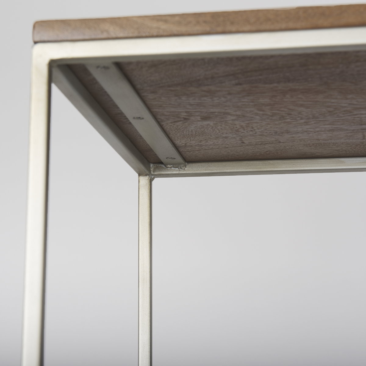 Morris III 47.25 X 15 X 75.5  Brown Wood and Silver Metal Frame 6 Shelf Shelving Unit, Shelving & Bookcase by Mercana, 47.25" length x 15" width x 75.5" height View 8