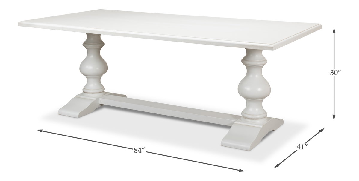 Lionisio Trestle Table  Cortina White, by Sarreid, 3'5" length x 7' width x 2'6" height View 13