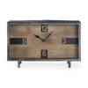 Harvey  Black Metal and Wood Rectangular Table Clock, by Mercana, 12.99" length x 4.53" width x 8.07" height thumbnail 6