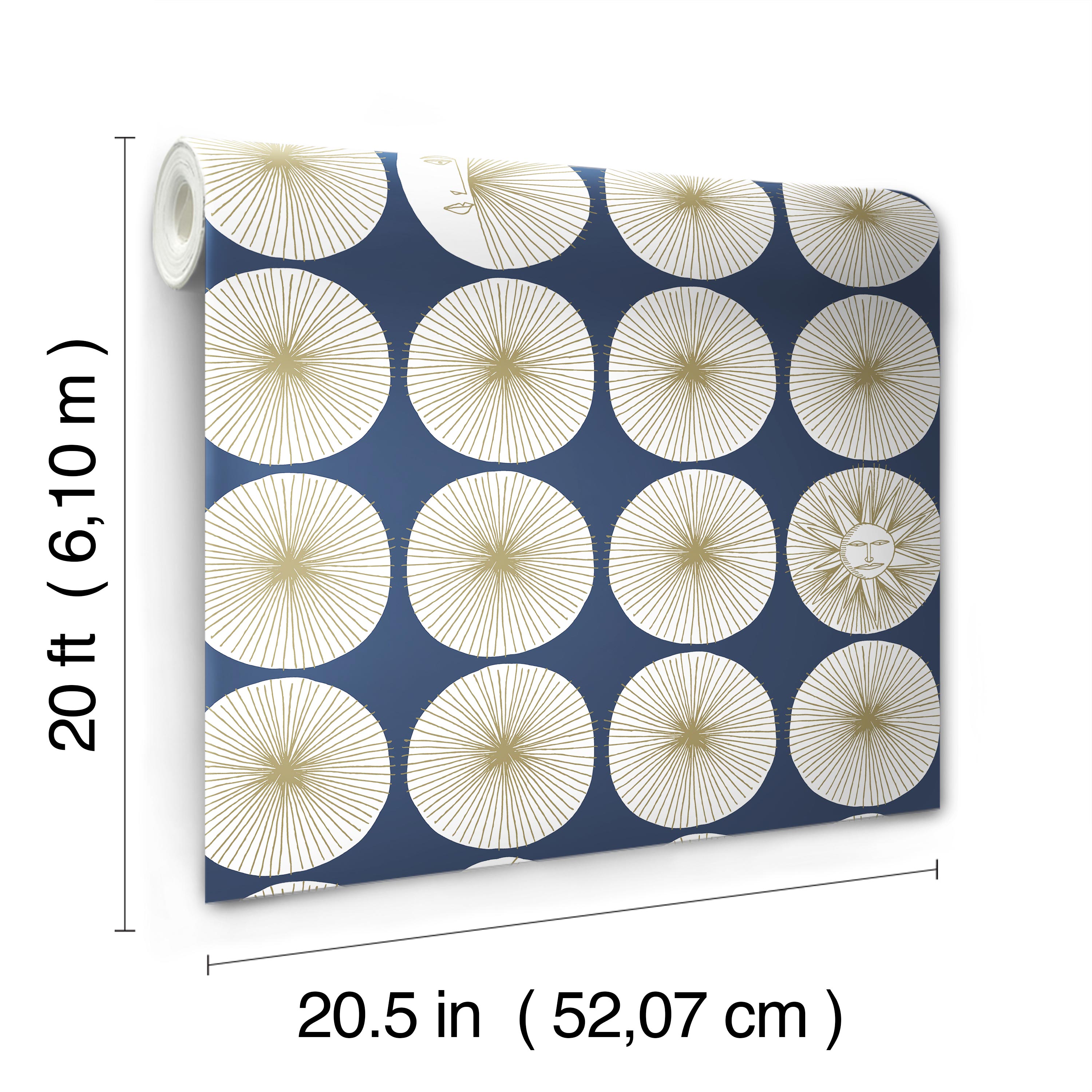 Soho Starburst Blue & Gold Peel & Stick Wallpaper large image 